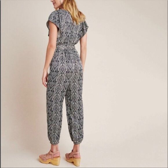 ANTHROPOLOGIE | Zadie Black & White Patterned Belted Jumpsuit Women’s Size 0 - Picture 2 of 14